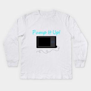 Pump It Up! Cyan Kids Long Sleeve T-Shirt